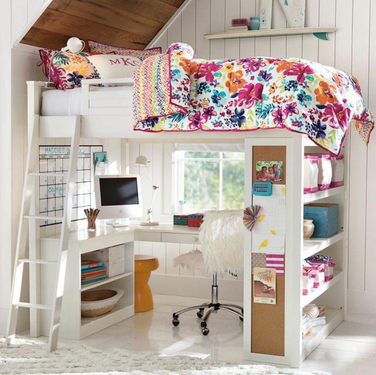 office loft wood design chair shelves storage bed idea