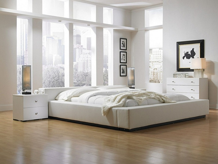 elegant white bedroom floor bed