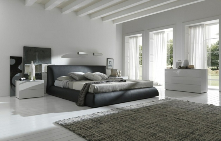 gray bedroom floor bed