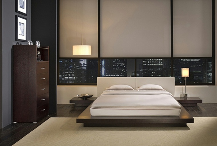 modern ground floor bedroom bed skyscraper view