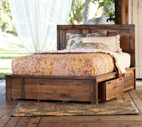 Rustic bed retro style vintage romantic elegance