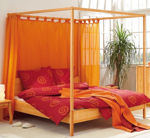 bed canopy orange-colored machine-bed-room-red sunset