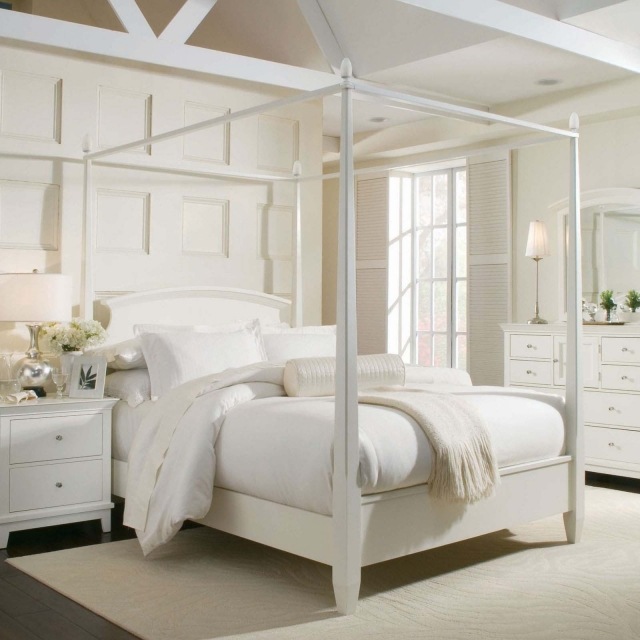 bed canopy-idea-original-bedroom-bed-material-wood-painted-white