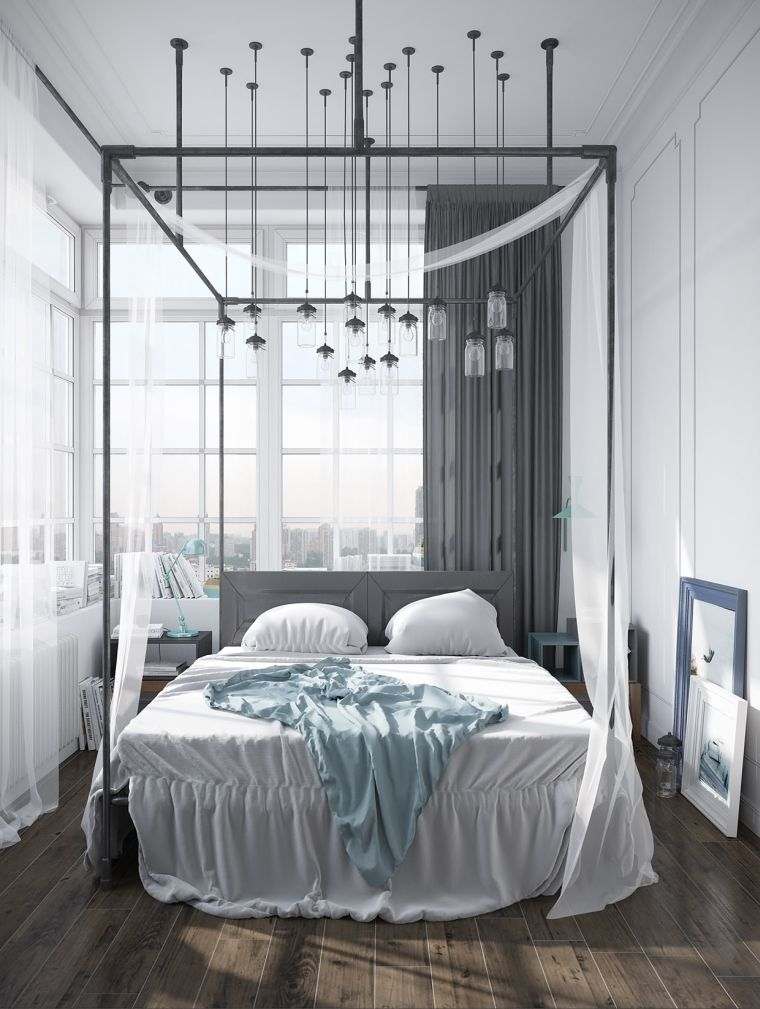 modern deco four-poster bed bedroom