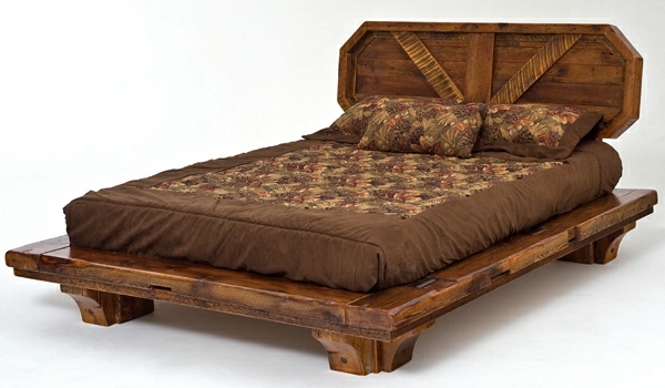 natural wood rustic style bed