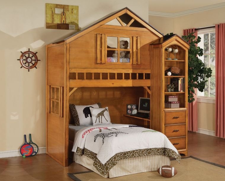 furniture bed hut house wood child bed DIY mezzanine