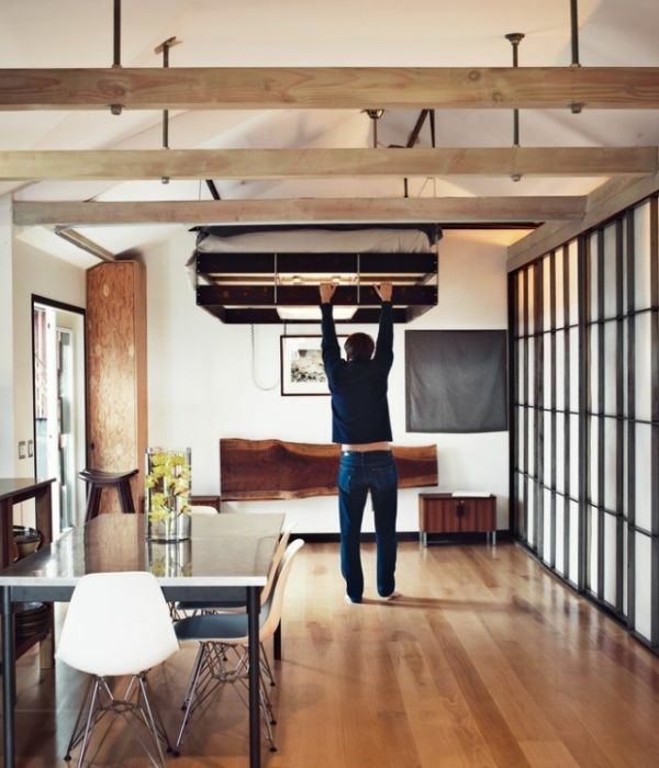 bunk bed on ceiling