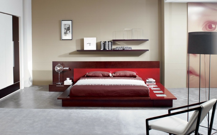 red lacquered platform bed