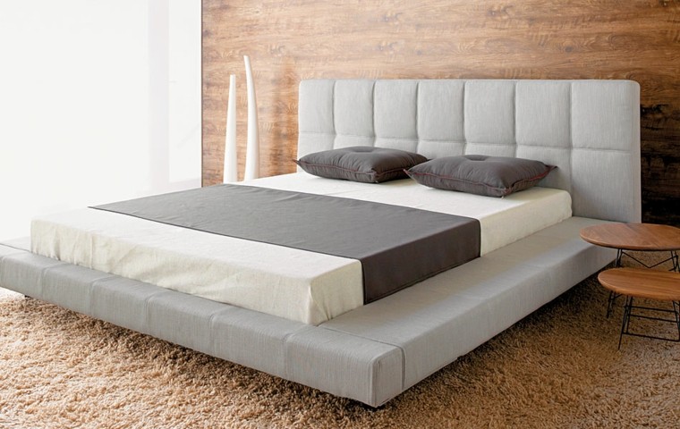 gray modern fabric platform bed