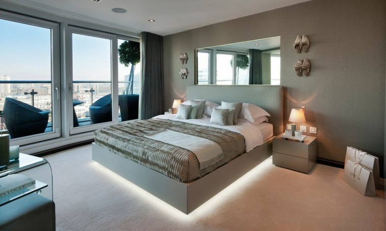 floating bed modern bedroom decoration