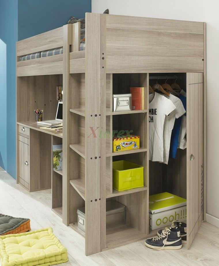 layout bedroom teenager loft idea drawer wood storage wardrobe