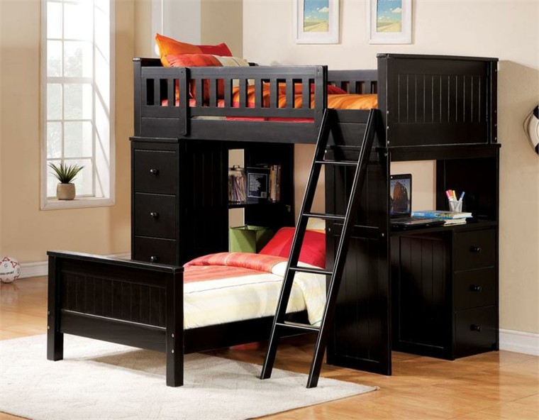 mezzanine office wood design bed bedroom decor teen