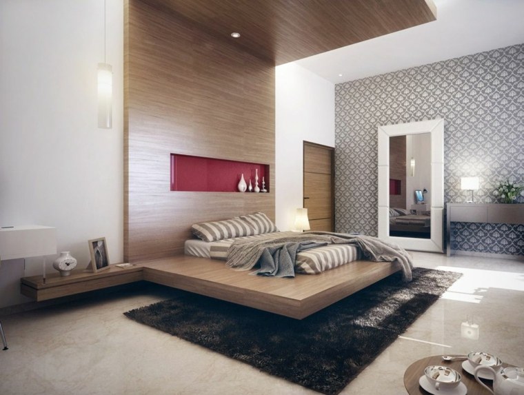 bed-modern wood adult low platform amenagement suite