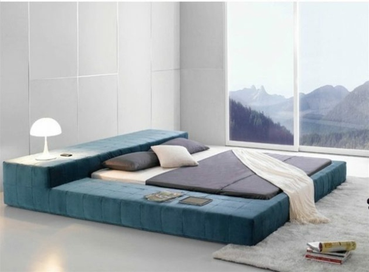 modern bed art architecture blue design