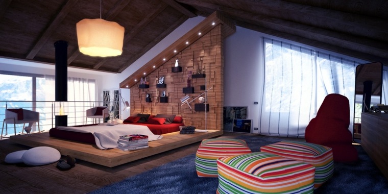 modern bed platform amenagement attic room