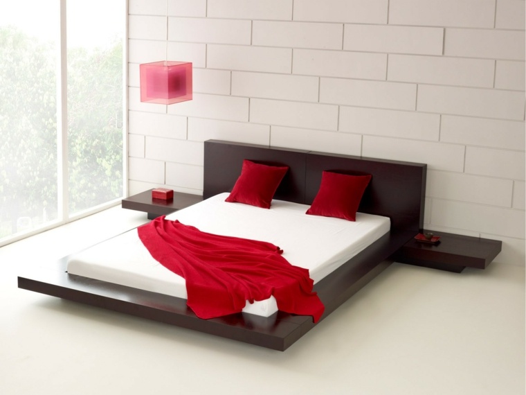 modern bed design comfort wood-brown