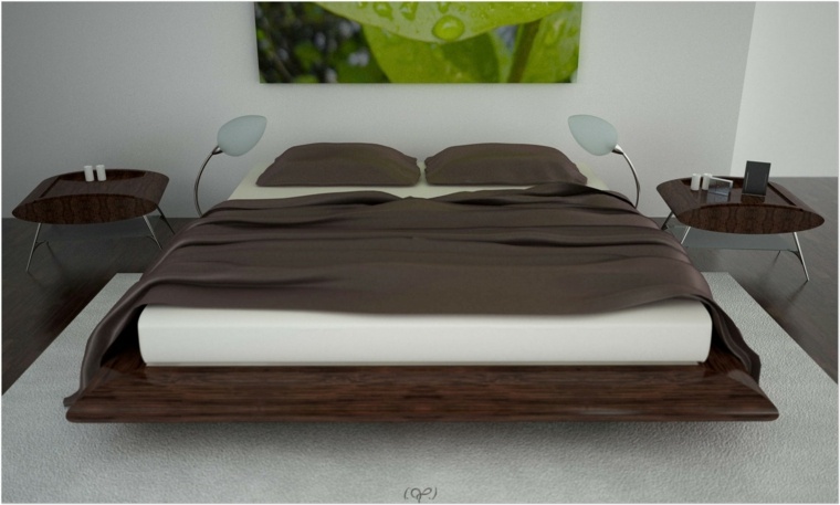modern bed design futuristic wood lacquer