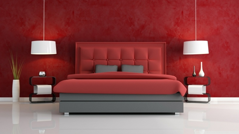 modern bed red gray pluche