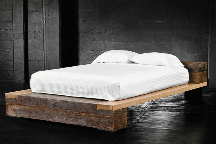 bed on the ground wooden frame