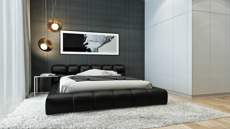 black leather podium bed