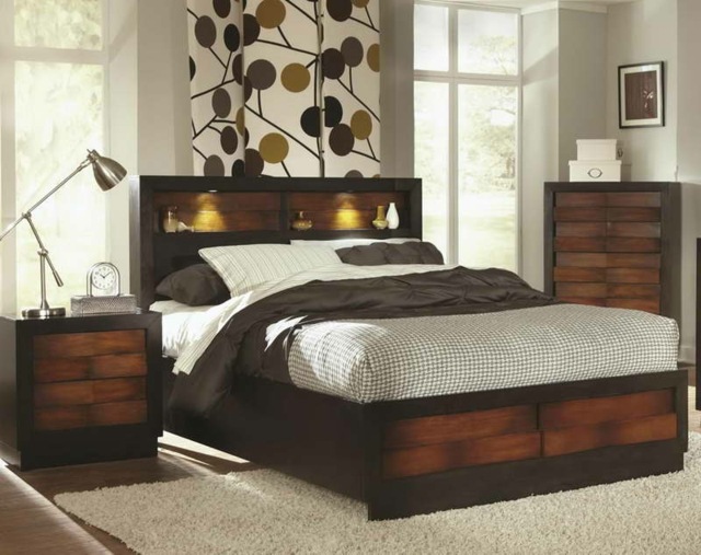 bed storage lighting solid wood