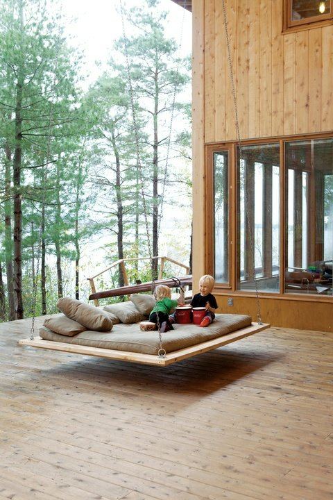 layout terrace wooden hanging bed child comfort outdoor