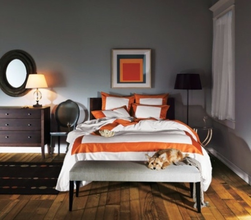 orange white bedding