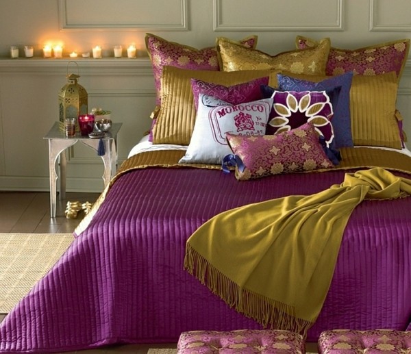 bedding deco moroccan purple gold