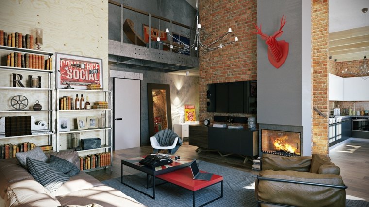 samtida loft bibliotek design