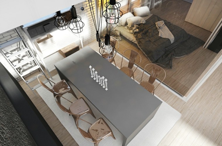 loft design matsal design grå bord design stol metall