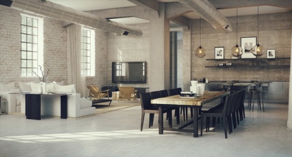 loft minimalistisk industriel udsmykning