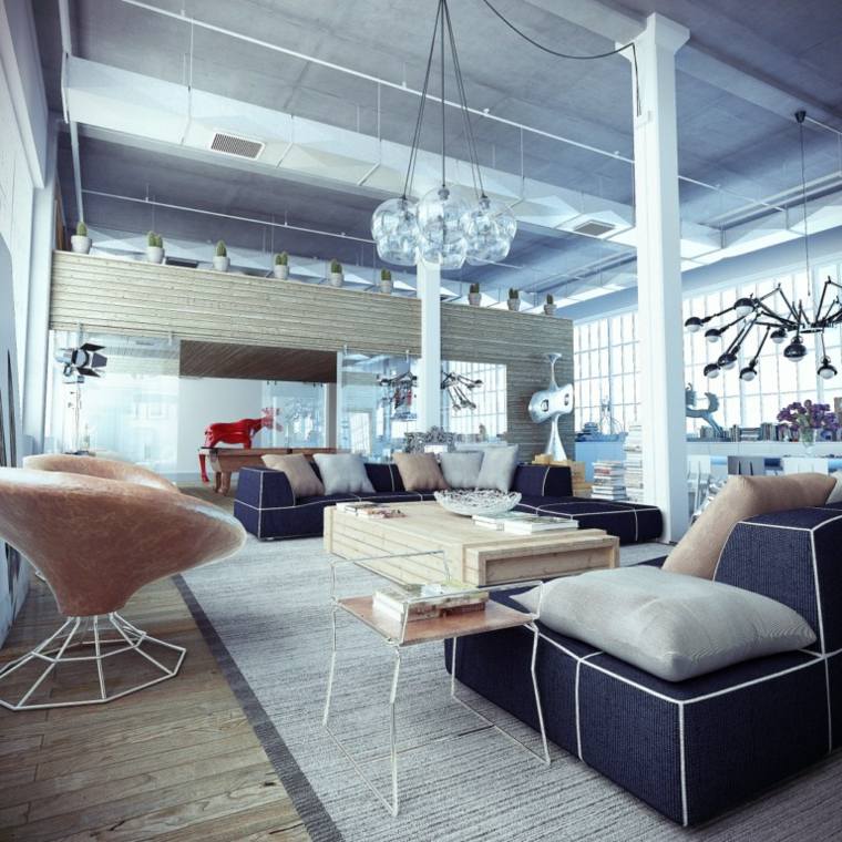 modern loft inredning modern soffa fåtölj rosa soffbord trä