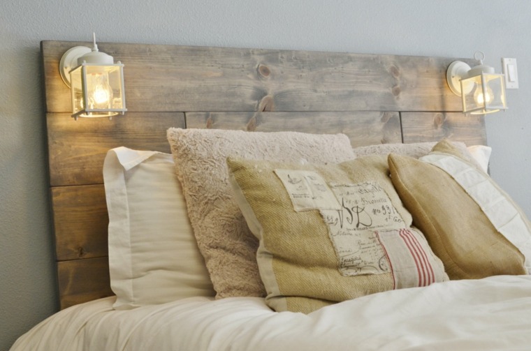 rustic look and bedside lanterns