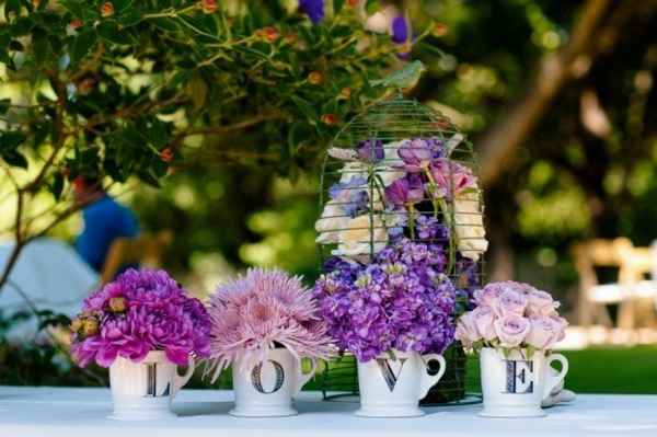 centerpiece wedding love decoration fleure in cups