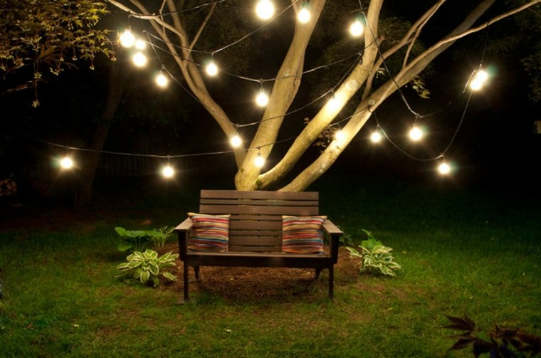 idea garland romantis pencahayaan lampu kusyen kebun taman luar