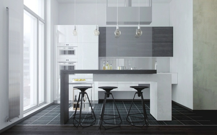 suspended luminaire kitchen central bar island kitchen