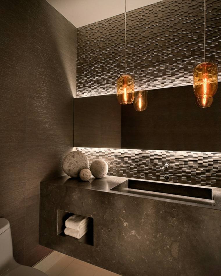 wall hanging fixtures stone wall bathroom trend