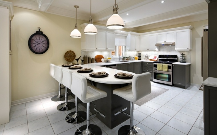 kitchen design white table fixture suspension