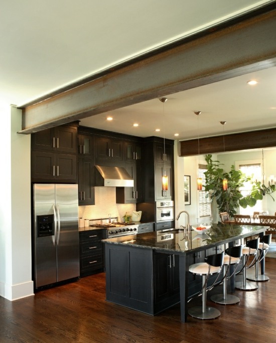 Beautiful contrast classic wood technology contemporary kitchen