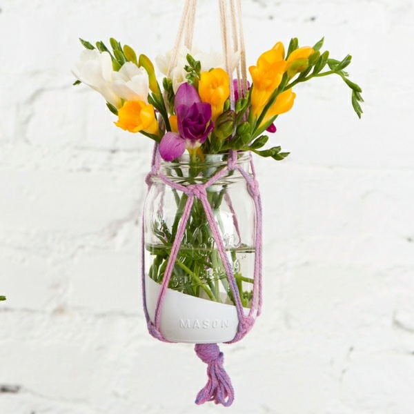 macrame flowerpot menggantung idea tali DIY