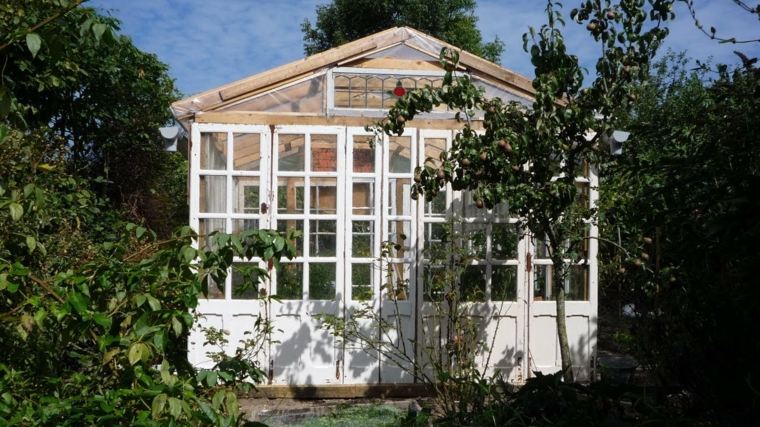 greenhouse wooden house idea door glass