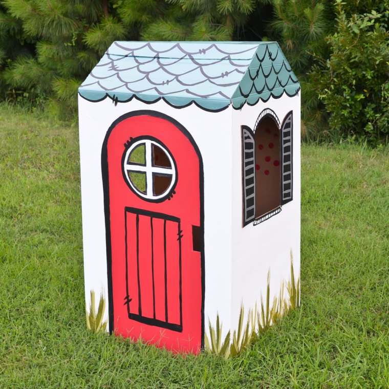 cardboard hut child diy idea deco huts