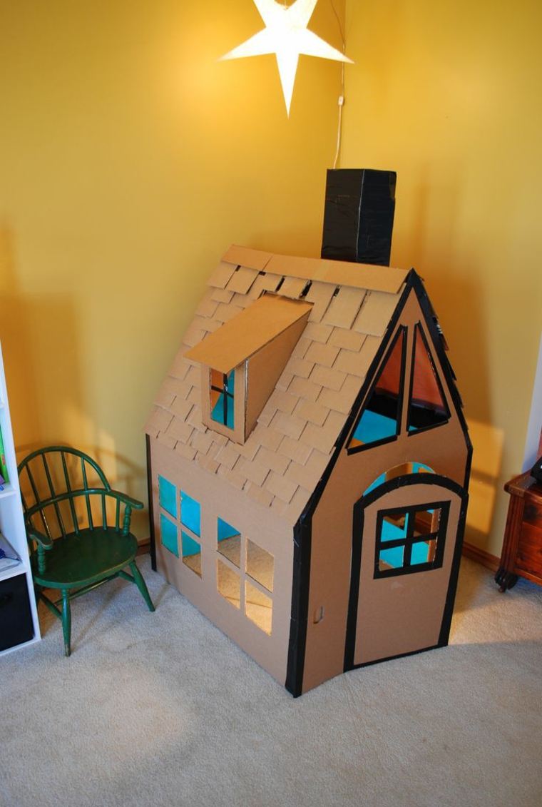 hut child cardboard diy idea brico activity child