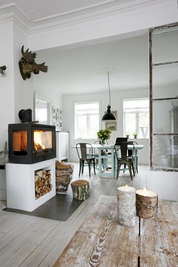 home deco industrial wood fireplace