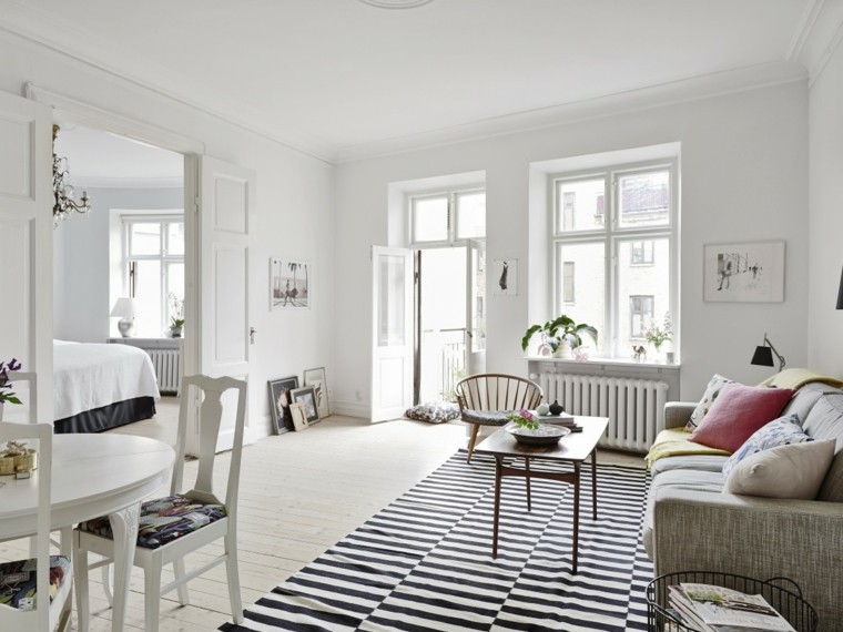 Scandinavian home idea living room black and white