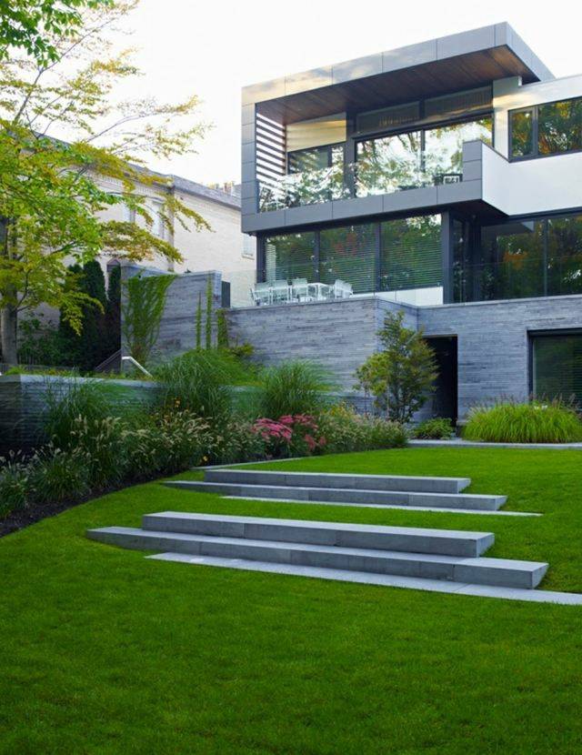 modern house minimalist garden stones