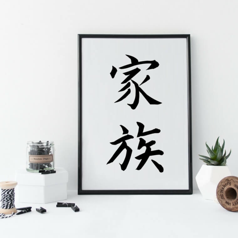 tradicionalna japonska hiša-dekoracija-stena-kaligrafija-japonska Shodo-art-idee