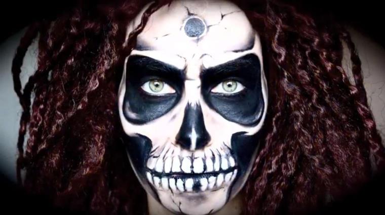 Makeup Halloween kvinde skelet makeup-skræmmende-hvid-sort