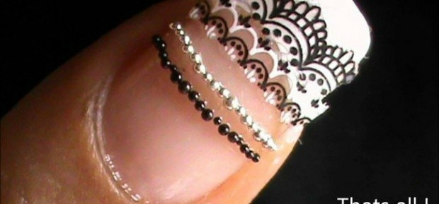 interesting manicure with lace effect
