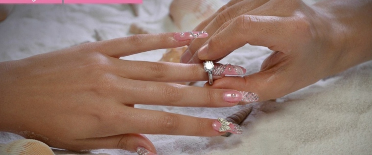 manicure wedding nail very long pointed pink glow